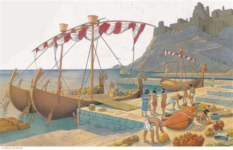 A Phoenician Ship Being Unloaded In The Harbour Of Tyre One Of The