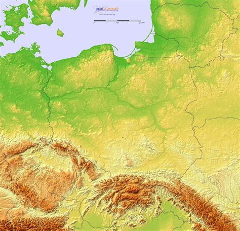 Poland Czechia Slovakia Lithuania Relief Map Historical Maps