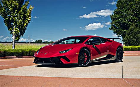 Lamborghini Huracan Performante Red Supercar Front View New Red