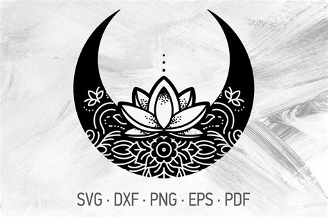 Drawing And Illustration Floral Crescent Moon Svg Moon Lotus Svg