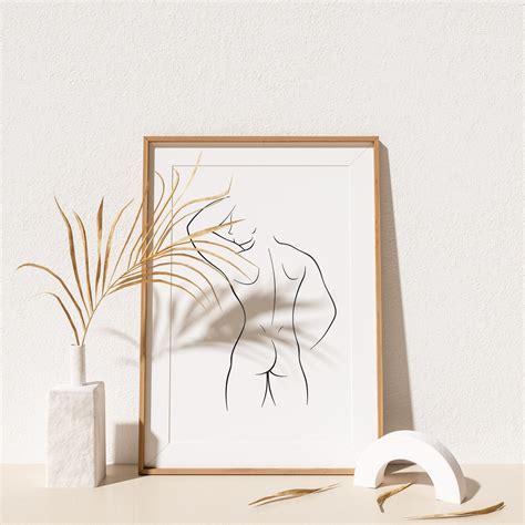 Abstract Man Back Print Male Figure Line Art Naked Male Body Etsy