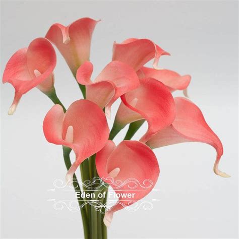 Coral Calla Lilies Real Touch Flowers Bouquet For Bridal Bouquets