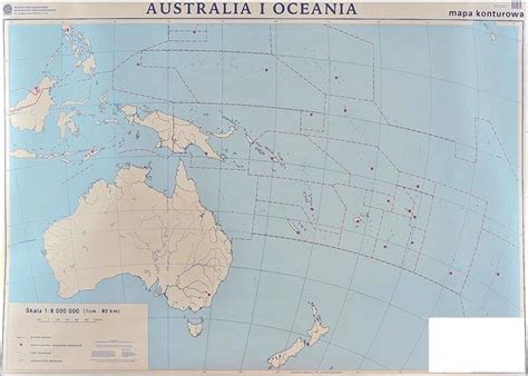 Australia i Oceania: polityczna/konturowa. Mapa ścienna, dwustronna 1:8