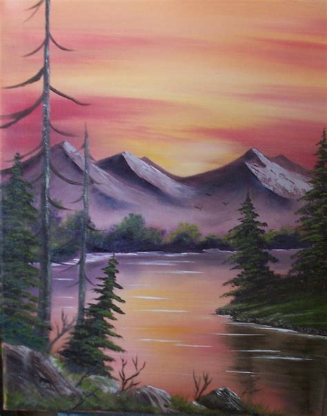 Sunset Mountain Paintings For Sale Fb Paint With Vicki Easel As 12