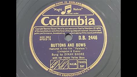 Dinah Shore Buttons And Bows Rpm YouTube
