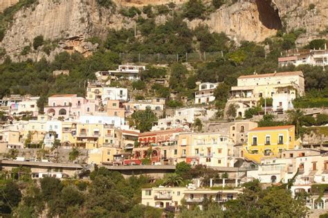 Colorful Home Built Into The Cliffs Of The Amalfi Coast In Positano