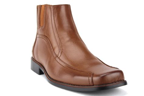 Jazamé Mens Leather Lined Ankle High Moto Zipped Chelsea Dress Boots