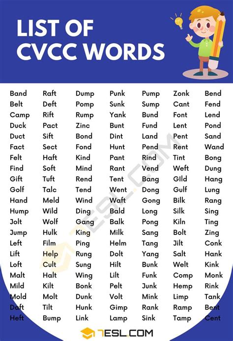 The List Of Cvvcc Words