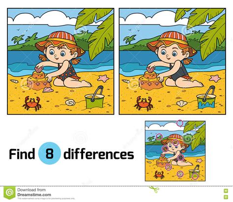 Find Differences Crab And Background Vector Illustration