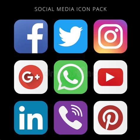 Collection Of Social Media Logos On Black Colour Editorial Image