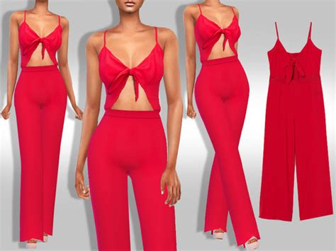 Women In Red Long Jumpsuit Design By Saliwa Found In Tsr Category Sims