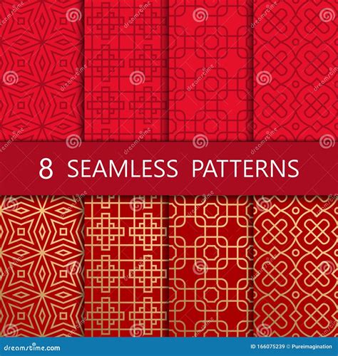 Set Of Golden Chinese Seamless Pattern Stock Vector Illustration Of