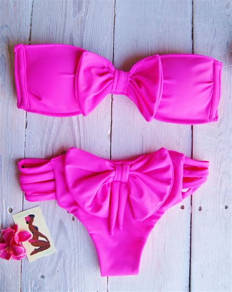brazilian bow bikini set 76 00 via etsy bikinis tie bikini bottoms cute bathing suits