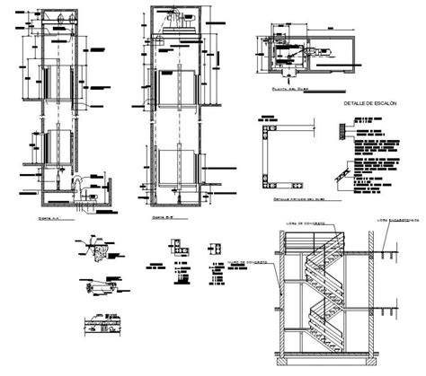 Plan And Section Of Elevator D View Layout CAD Structure Autocad File Cadbull