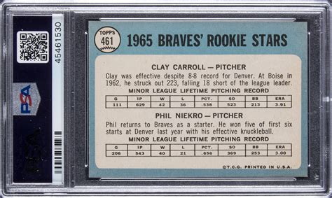 Lot Detail 1965 Topps Braves Rookies 461 Clay Carrollphil Niekro