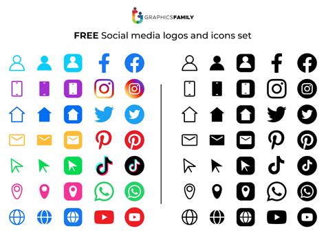 Free Social Media Logos And Icons Set GraphicsFamily