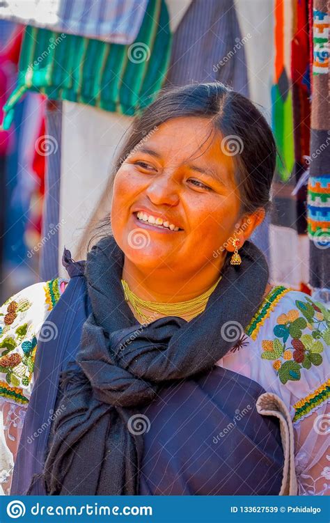 Otavalo Ecuador November 06 2018 Portrait Of Indigenous Woman