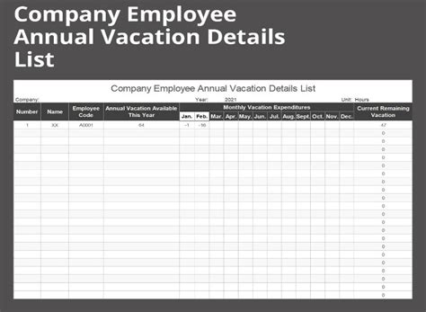 Staff Holiday Planner Excel Template