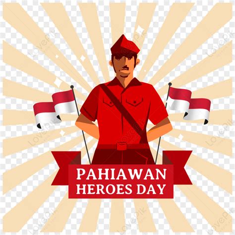 Pahlawan Heroes Day Hand Drawn Red Man Banner Download Image Png
