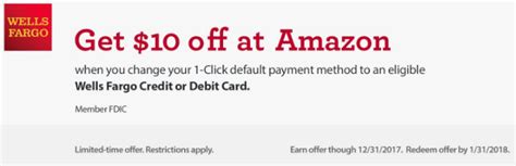 We have put together a summarized list of the current promotions and offers for wells fargo credit card bonuses. Wells Fargo Amazon Promotion: Get $10 Credit w/ 1-Click ...