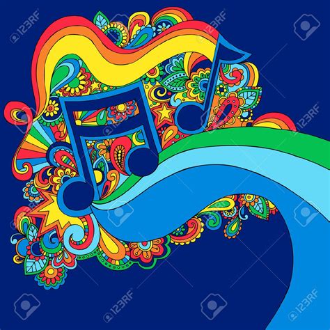 Psychedelic Vector Music Notes Illustration Psychedelic Music Music