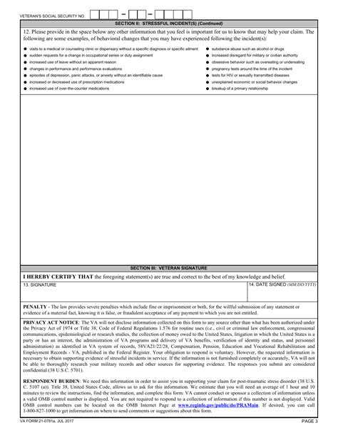Va Form 21 0781a Fill Out Sign Online And Download Fillable Pdf