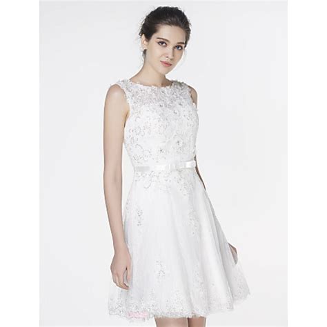 Browse beautiful wedding dresses uk at landress.co.uk online shops. - A-line Wedding Dress - Ivory Knee-length Scoop Lace ...