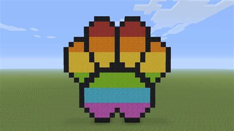 Minecraft Pixel Art Rainbow Paw Youtube