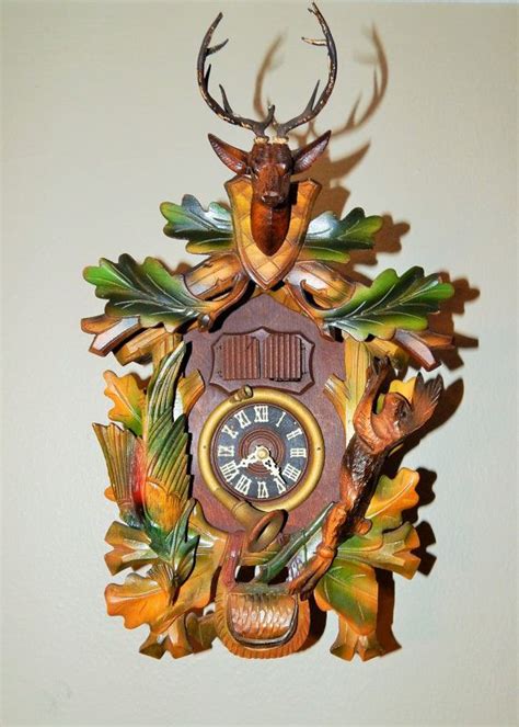 Black Forest Antique Hunters Cuckoo Clock Rare Hunter Style Cuckoo