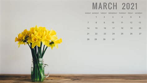 Aesthetic March 2021 Calendar Desktop Wallpaper Kopi Mambudem