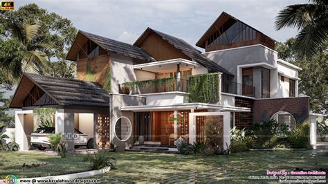 Tropical Elegance Modern Sloping Roof House Design Kerala Home