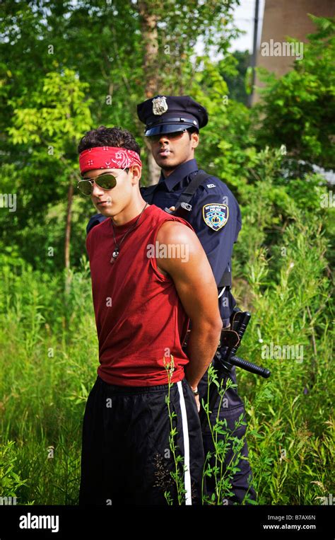 Police Officer Arresting Suspect Stock Photo Alamy