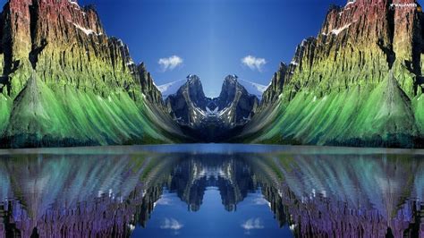 Mirror Symmetry Lake Reflection Rocks For Desktop