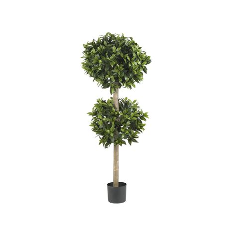 Nearly Natural 57 In Silk Sweet Bay Double Ball Topiary Tree Green