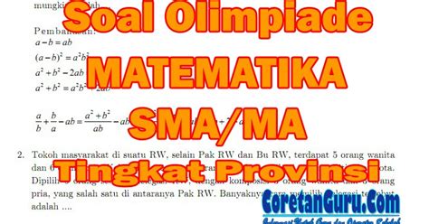 (PDF) Soal Olimpiade Matematika SMA/MA Tingkat Provinsi dan Pembahasan