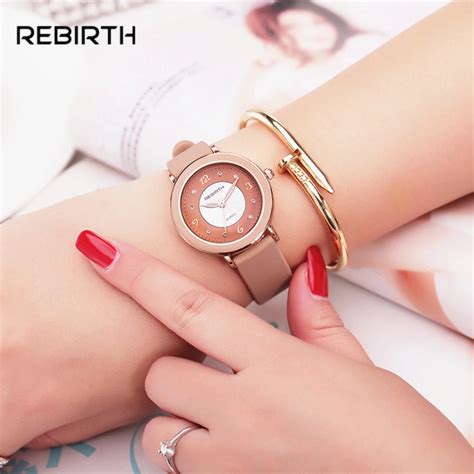 rebirth women s luxury rose gold watch waterproof elastic silicone quartz watch fashion casual