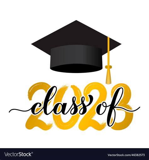 Class Of 2023 Lettering With Graduation Hat Vector Image