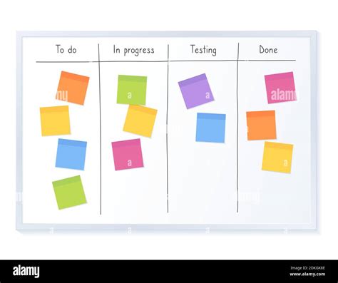 Kanban Board With Blank Sticky Note Papers For Writing Task Agile