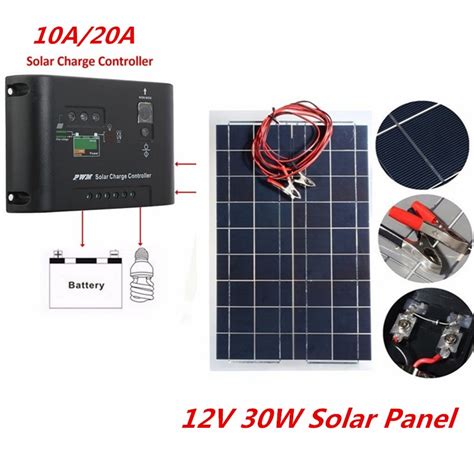 12v 30w Solar Panel With 10a 20a Charger Controller Polycrystalline