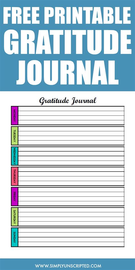 Free Printable Gratitude Journal Page Simply Unscripted