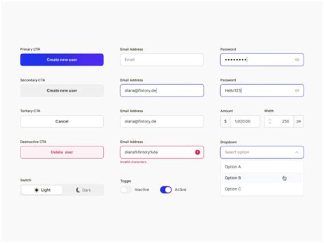 Ui Elements Input Fields Dropdowns Buttons By Diana Palavandishvili For Fintory On