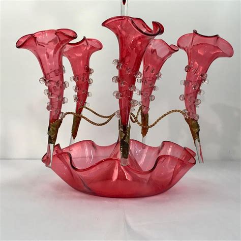 Victorian Cranberry Glass Epergne For Sale At 1stdibs