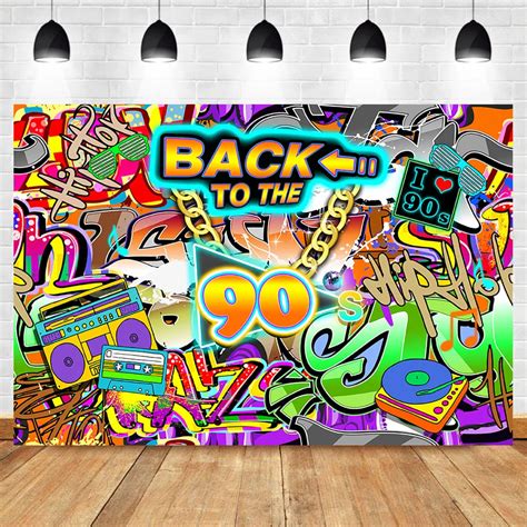 90s Party Hip Hop Graffiti Style Portrait Backdrop Retro 90th Birthday