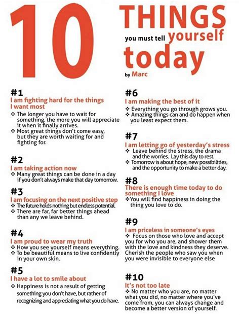 10 Things To Tell Yourself Every Day Positive Emotions How To Stay
