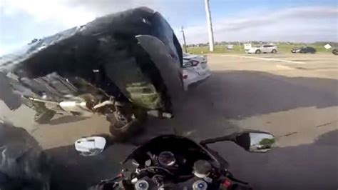 Video Captures Motorcycle Rider Launched Into Suv Walk Away Unharmed Abc News