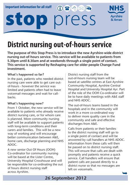 District Nursing Out Of Hours Service Nhs Ayrshire And Arran