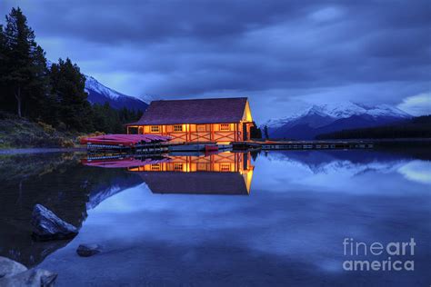 Maligne Lake Boat House Before Dawn Photograph By Dan Jurak