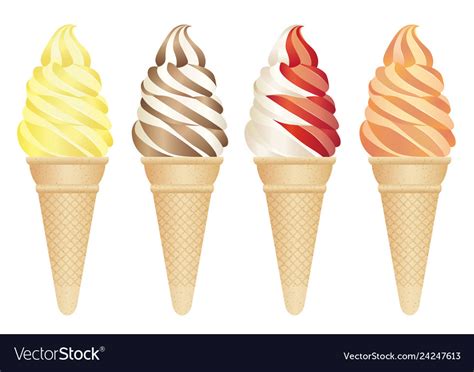 Set Of Four Soft Serve Ice Creams Royalty Free Vector Image
