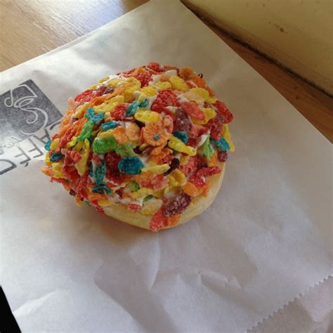 Cafe Dulce (Little Tokyo, CA.) Fruity Pebble Donut Hole | Sweet and salty, Fruity pebbles, Fruity