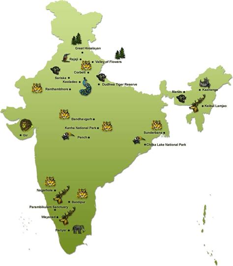 Location Of India S Famous Wildlife Sanctuaries National Parks